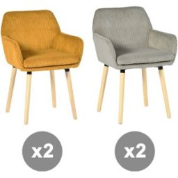 Meubles Cosy Conjunto de 4 sillas tela a rallos estilo escandinavo multicolor