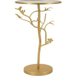 Mauro Ferretti Mesa de centro de metal dorado y cristal cm ø 38x60