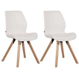 CLP Set de 2 sillas con asiento en simil cuero blanco