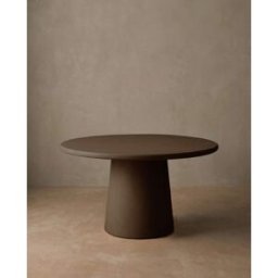 Decowood Mesa de comedor redonda de microcemento tono marrón 120x75cm