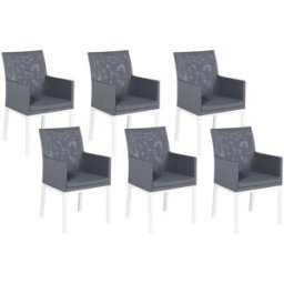 Beliani Conjunto de 6 sillas de jardín tela gris oscuro