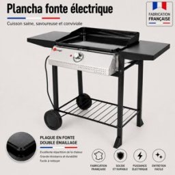 Somagic Plancha de asar eléctrica sobre carro para asar al aire libre