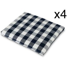 Defora Home Pack 4 cojines silla jardín cuadros azul/blanco