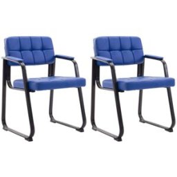CLP Set de 2 sillas con patas de metal y asiento en Simil cuero Azul