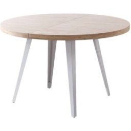 Mathi Design Mesa redonda extensible en roble y acero d120
