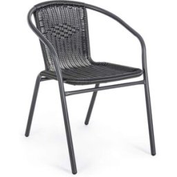 Bizzotto Conjunto de 4 sillas de acero con asiento negra
