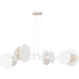 Wonderlamp Lámpara colgante con 8 piezas circulares de metal blancas