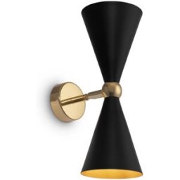 Maytoni Aplique de pared 2 luces moderno dorado con pantalla negra