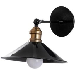Wonderlamp Aplique de pared retro vintage negro y dorado de metal
