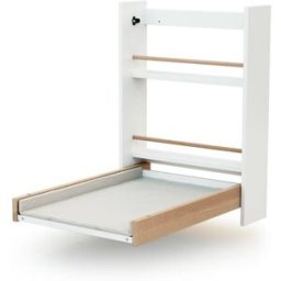 AT4 Cambiador plegable de pared madera con colchón blanco y haya