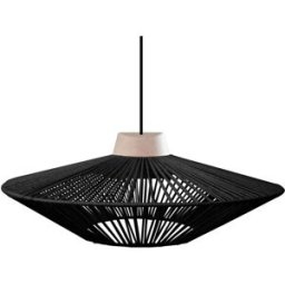 Tosel Suspensión bicono metal y madera natural pantalla hilo negro