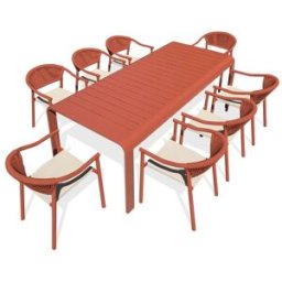 dcb garden Conjunto de comedor de jardín para 8 personas de aluminio terracota