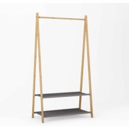 Urban Meuble Perchero de Bambú 150cm - Estante para Ropa Natural con 2 Baldas Gris