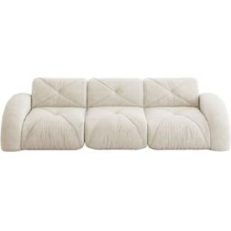 Urban Meuble Sofá de 3 plazas de tejido de chenilla beige con diseño articulado