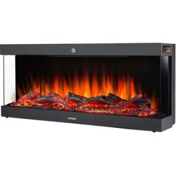 Tectake Chimenea eléctrica de pared, 2 niveles de calor, efecto llama, negro