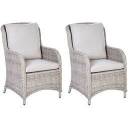 Beliani Conjunto de 2 sillones de jardín ratán sintético beige