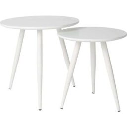 White label Juego de 2 mesas auxiliares de madera blanca.