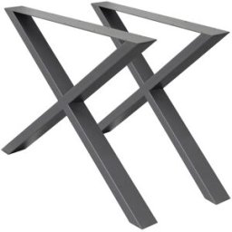 ECD Germany 2x Patas de mesa industrial 60x72cm acero antracita diseño cruzado X