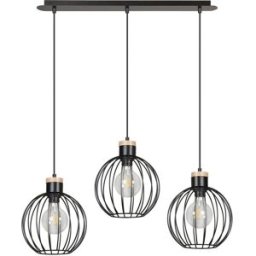 Wonderlamp Regleta de techo de metal con 3 pantallas negro y madera