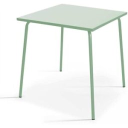 Oviala Mesa de jardín cuadrada de metal verde salvia 70cm