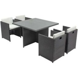 Concept Usine Salón de jardín encastrable 4 personas de resina trenzada gris/blanco