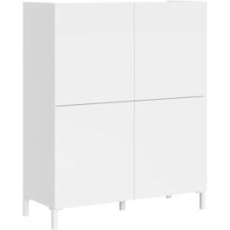 Itamoby Aparador alto 4 puertas 90x35x110 cm, blanco brillante