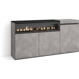 Skraut home Aparador efecto madera cemento 150x35x75cm chimenea efecto fuego