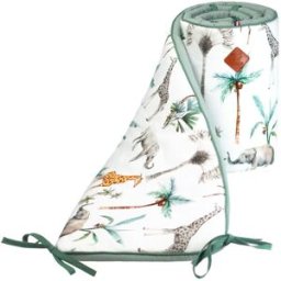 Sevira Kids Protector de cuna reversible bebé muselina de algodón verde de gris