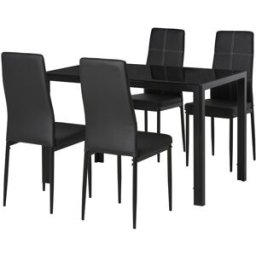Homcom Conjunto de comedor 120x70x75 cm negro