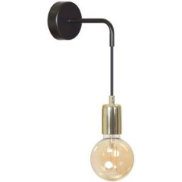 Wonderlamp Aplique de pared negro con portalámparas dorado y altura regulable