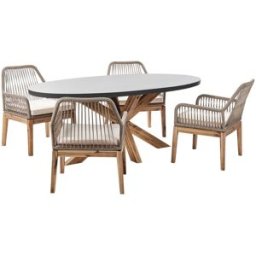 Beliani Conjunto de comedor 4 personas de cemento gris