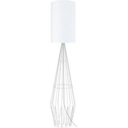 Tosel Lámpara de pie columna metal dorado pantalla blanco