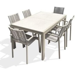 dcb garden Conjunto de comedor de jardín de 6 plazas - blanco