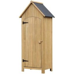 Outsunny Armario de jardín 77.5x54.2x179.5 cm madera natural