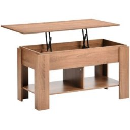 Urban Meuble Mesa de jardín con tablero elevable de madera y estante.
