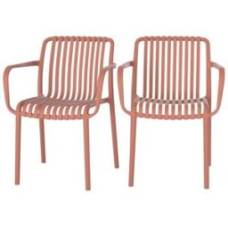 Maison Pavane Lote de 2 sillas de jardín apilables de plástico color rosa viejo