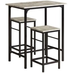 SoBuy Mesa alta de bar y 2 taburetes metal gris