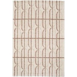 sweeek Alfombra interior con diseño gráfico en crema, rosa y marrón