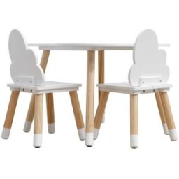 Mobili Rebecca Juego con mesa de centro y 2 sillas para niños de mdf blanco