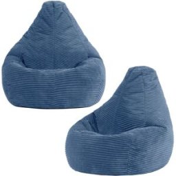 Icon Set de 2 pufs infantil con respaldo alto de pana azul denim