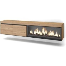 Skraut home Mueble tv efecto madera roble 208x35x45cm chimenea efecto fuego