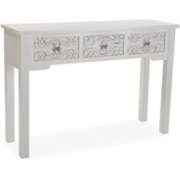 Versa Home Consola recibidor con 3 cajones en aglomerado efecto madera blanco