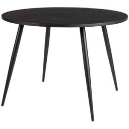 Mathi Design Mesa de comedor redonda de madera reciclada y acero negro