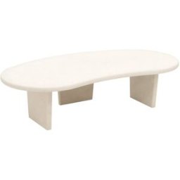 Decowood Mesa de centro de microcemento con tres patas blanco roto 120x30cm