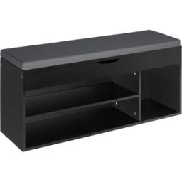 Tectake Banco zapatero para 9 pares y acolchado 104 x 30 x 49 cm, negro