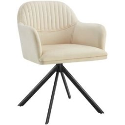 Tectake Silla de comedor giratoria 360º terciopelo, 56x59x81 cm crema/negro