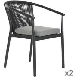 NIYLO Conjunto de 2 sillas de aluminio negro y gris 56x61x76 cm