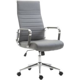 CLP Silla de oficina giratoria regulable en simil cuero gris