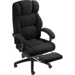 Tectake Silla de oficina con reposapiés y tapizado de terciopelo, 360º, negro