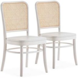 HOMN Pack 2 sillas color blanco wash, ratán natural